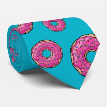 Juicy Delicious Pink Sprinkled Donut Tie by HappyPlanetShop at Zazzle