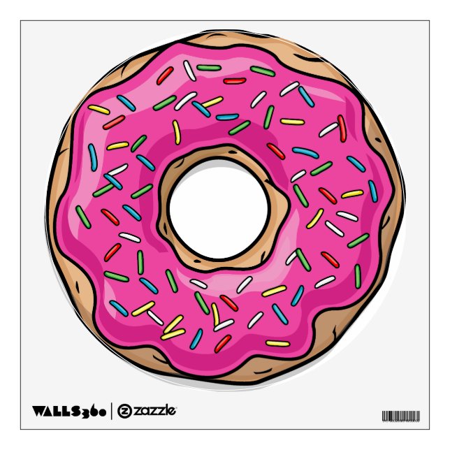 Juicy Delicious Pink Sprinkled Donut Wall Sticker (Front)