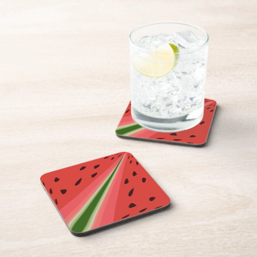 Juicy Delicious Ripe Watermelon With Seeds Design Beverage Coaster