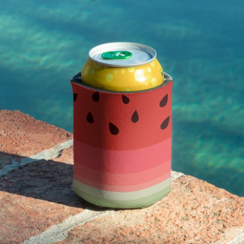 Juicy Delicious Ripe Watermelon With Seeds Design Can Cooler