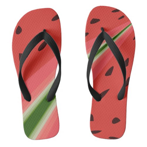 Juicy Delicious Ripe Watermelon With Seeds Design Flip Flops