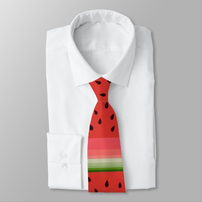 Juicy Delicious Ripe Watermelon With Seeds Design Neck Tie (Tied)