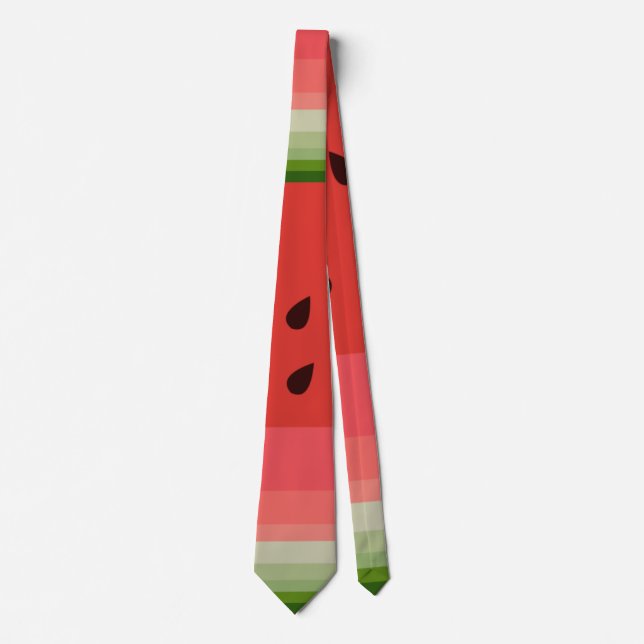 Juicy Delicious Ripe Watermelon With Seeds Design Neck Tie (Front)