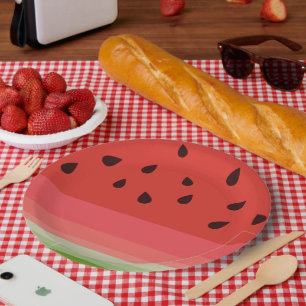 Juicy Delicious Ripe Watermelon With Seeds Design Paper Plates