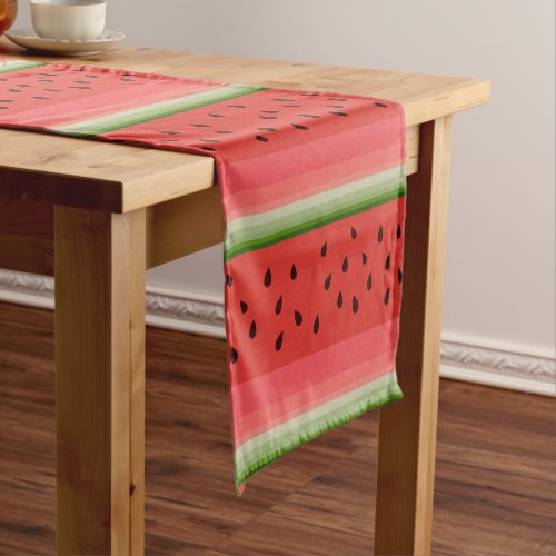 Juicy Delicious Ripe Watermelon With Seeds Design Short Table Runner