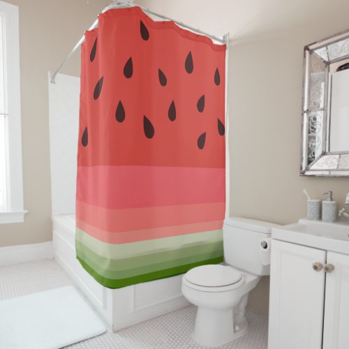 Juicy Delicious Ripe Watermelon With Seeds Design Shower Curtain