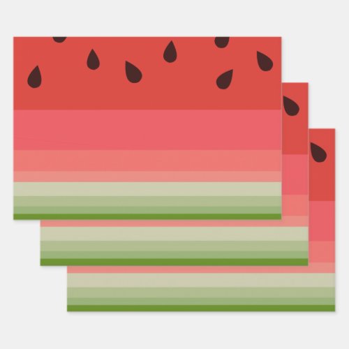 Juicy Delicious Ripe Watermelon With Seeds Design Wrapping Paper Sheets