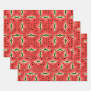Juicy Delicious Ripe Watermelon With Seeds Design Wrapping Paper Sheets