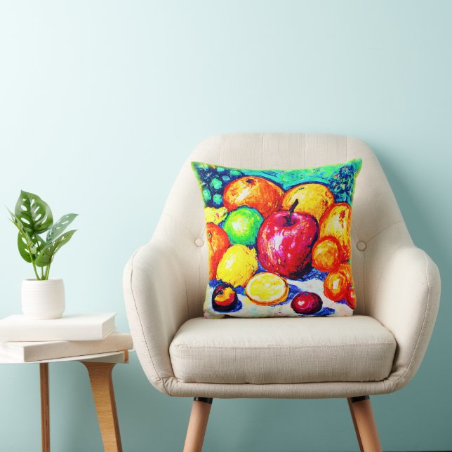 Juicy Delights Fruits. Buy Now Throw Pillow (Chair)