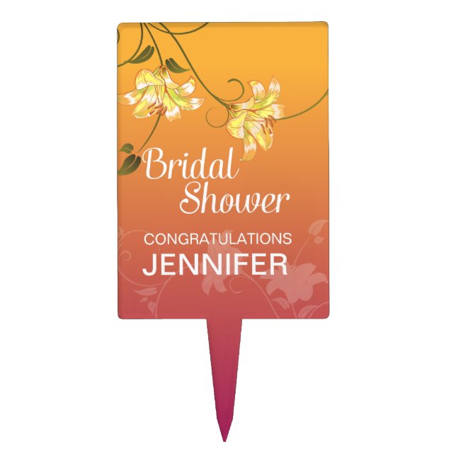 Juicy Floral Ombre Bridal Shower Cake Topper (Front)