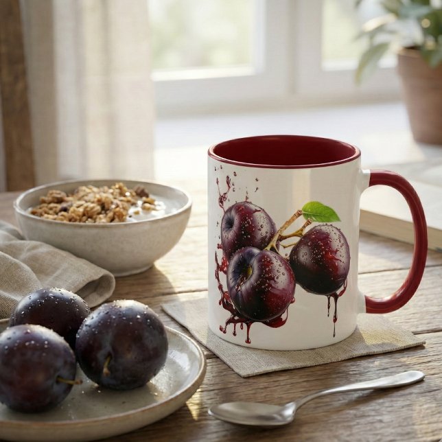 Juicy Fresh Plums Splash Art Two-Tone Mug (Creator Uploaded)