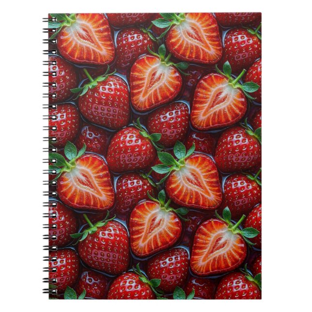 Juicy Fresh Red Strawberries Summer Fruit Pattern Notebook (Front)
