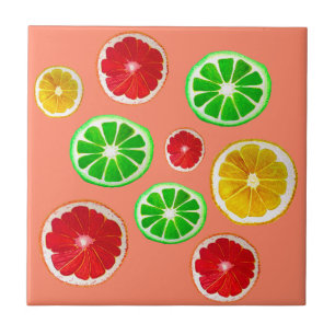 Juicy Fruit citrus fruit pattern Ceramic Tile