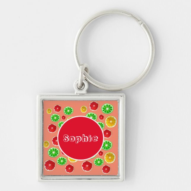 Juicy Fruit citrus fruit pattern Keychain (Front)