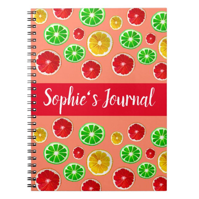 Juicy Fruit citrus fruit pattern Notebook (Front)