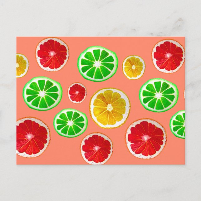Juicy Fruit citrus fruit pattern Postcard (Front)
