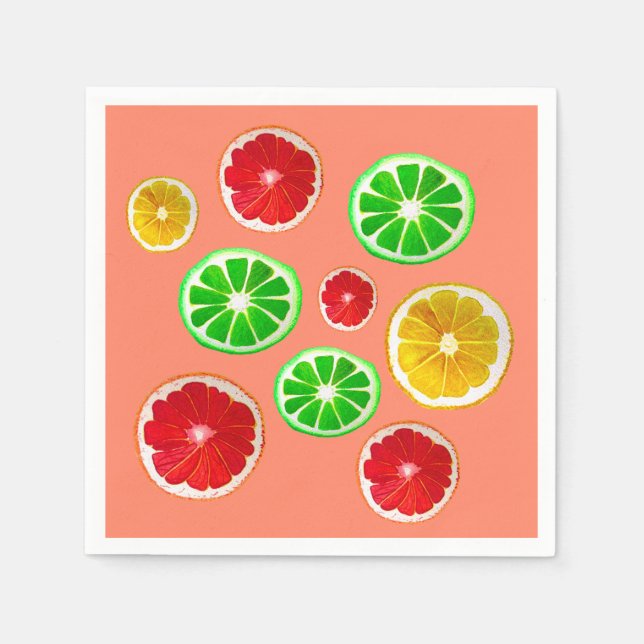 Juicy fruit colorful fruity pattern napkins (Front)