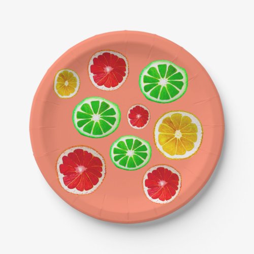 Juicy fruit colorful fruity pattern paper plates