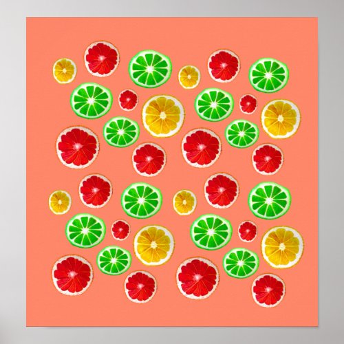Juicy fruit colorful fruity pattern poster