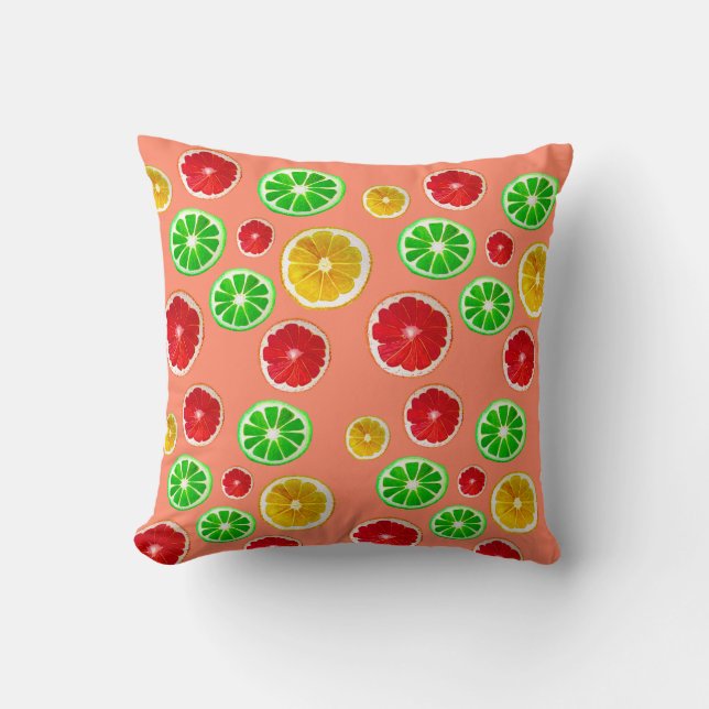 Juicy fruit colorful fruity pattern throw pillow (Front)