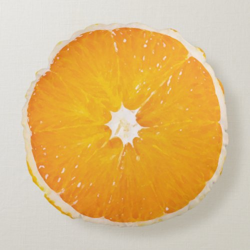 Juicy Fruit Orange Citrus Slice Round Pillow