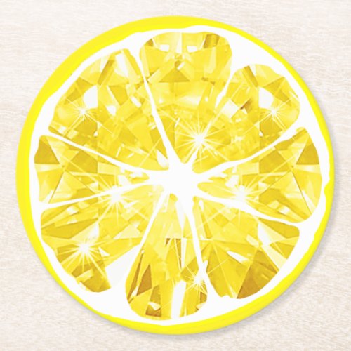 Juicy Gem Florida Lemon Slice Citrus Party Round Paper Coaster