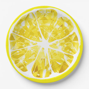 Juicy Gem Lemon Slice Citrus Fruit Party Patio Paper Plates