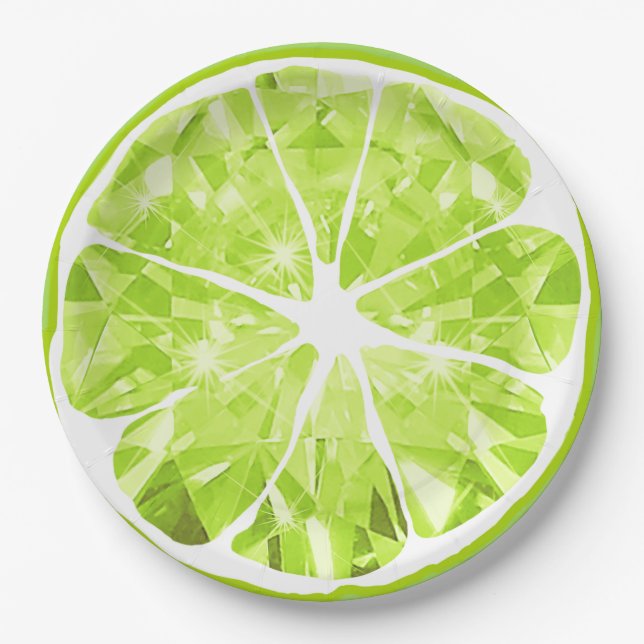 Juicy Gem Lime Slice Citrus Fruit Party Patio Paper Plates (Front)