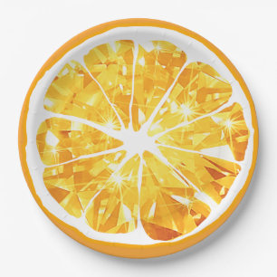 Juicy Gem Orange Slice Citrus Fruit Party Patio Paper Plates
