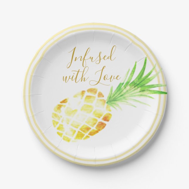 Juicy Golden Pineapple Paper Plates (Front)