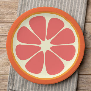 Juicy Grapefruit Summer Citrus Fruit Slice Kitchen Paper Plates
