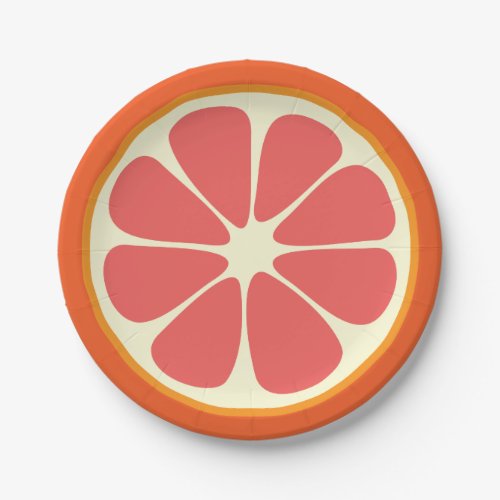 Juicy Grapefruit Summer Citrus Fruit Slice Kitchen Paper Plates