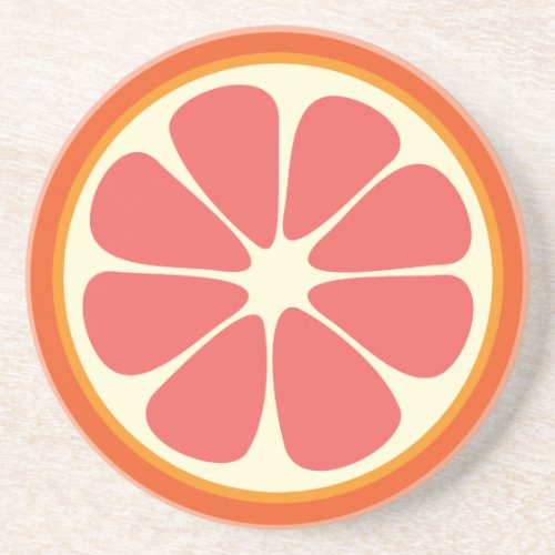 Juicy Grapefruit Summer Citrus Fruit Slice Sandstone Coaster