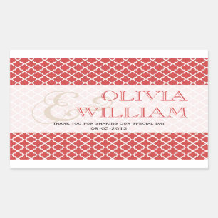 Juicy guava Moroccan tile ampersand wedding favor Rectangular Sticker