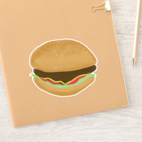 Juicy Hamburger Drawing Art Sticker