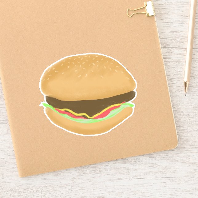 Juicy Hamburger Drawing Art Sticker (Notebook)