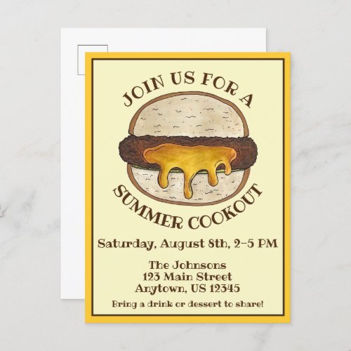Juicy Jucy Lucy Minneapolis Minnesota Cheeseburger Invitation Postcard