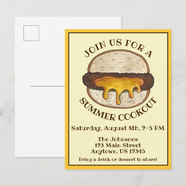 Juicy Jucy Lucy Minneapolis Minnesota Cheeseburger Invitation Postcard (Front/Back)