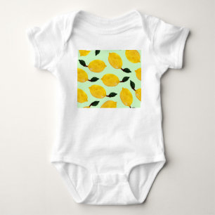 Juicy Lemon Blueberries: Watercolor Seamless Patte Baby Bodysuit