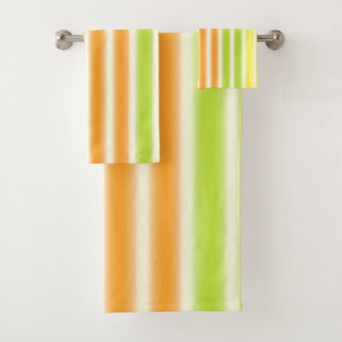 Juicy Lemon Lime And Orange Citrus Fruit Stripes Bath Towel Set