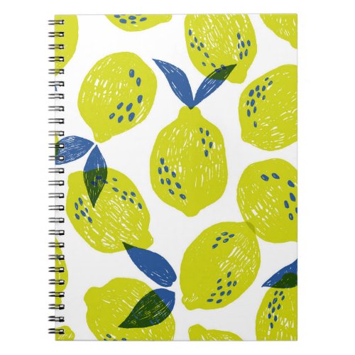 Juicy lemons vintage seamless pattern notebook