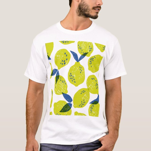 Juicy lemons: vintage seamless pattern. T-Shirt (Front)
