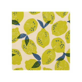 Juicy lemons: vintage seamless pattern. wood wall art