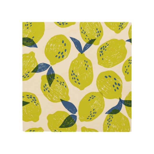 Juicy lemons: vintage seamless pattern. wood wall art (Front)