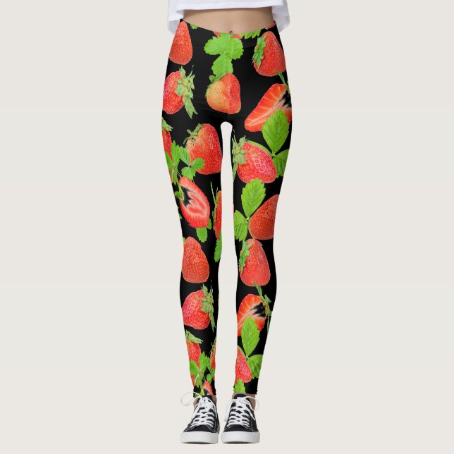 Juicy lichee pattern on transparent background leggings (Front)