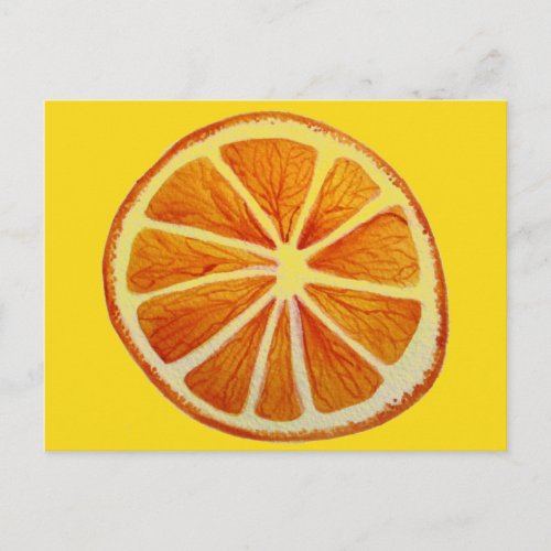 Juicy Orange citrus watercolor fruit pop art Postcard