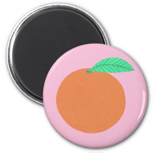 Juicy Orange Fruity Fun on Pink Magnet