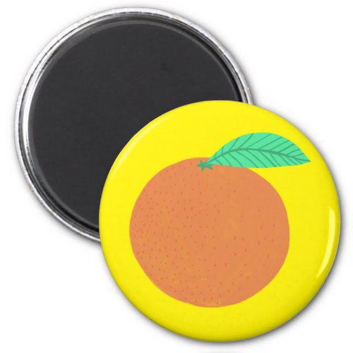Juicy Orange Fruity Fun on Yellow Magnet