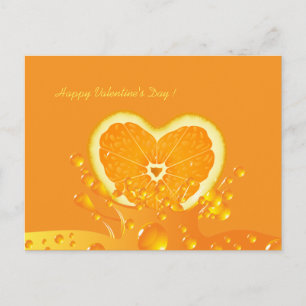 Juicy Orange Heart Valentine's Day Postcard