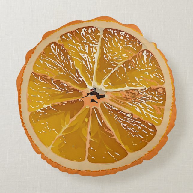   Juicy  orange   slice - fun Round Pillow (Back)